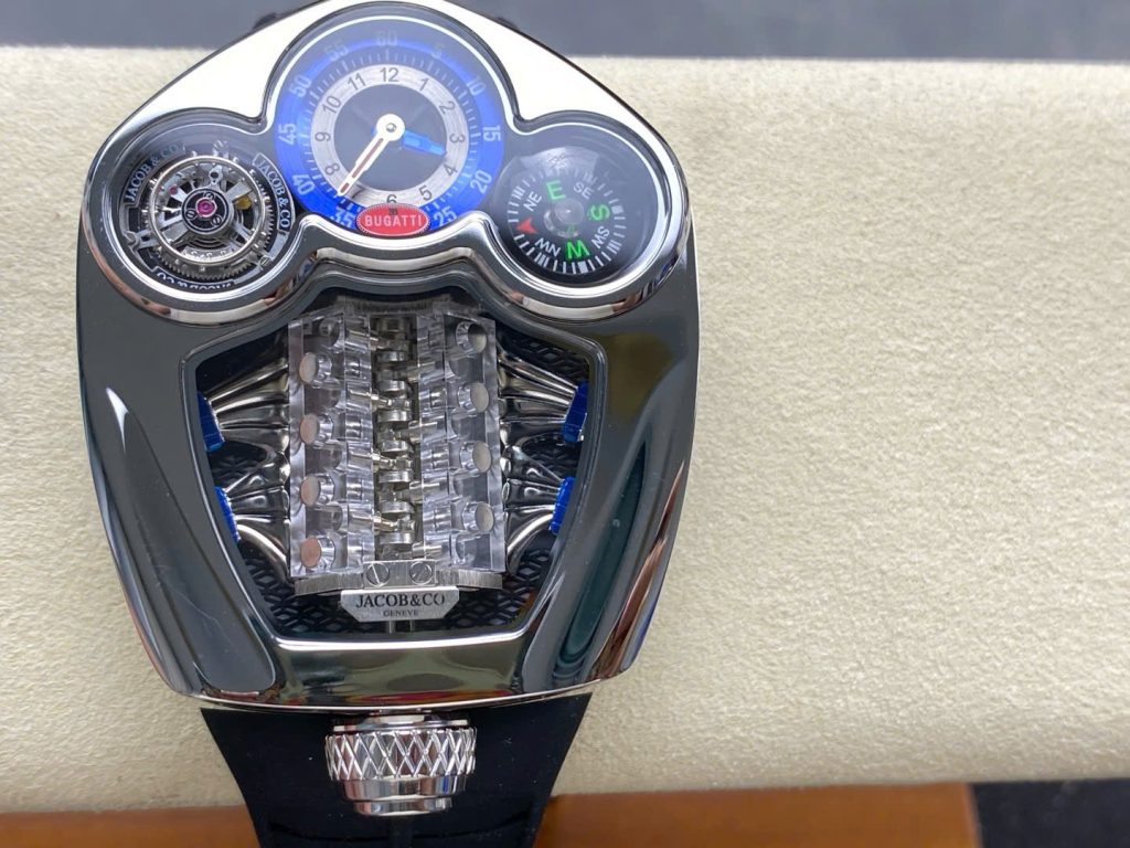 Đồng Hồ Jaboc & Co Bugatti Replica Cao Cấp Dây Cao Su Màu Đen 52x48mm