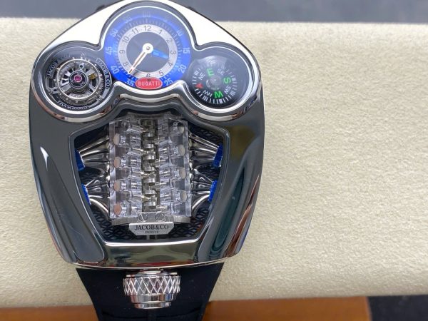 Đồng Hồ Jaboc & Co Bugatti Replica Cao Cấp Dây Cao Su Màu Đen 52x48mm