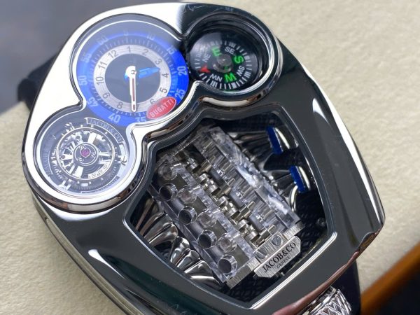 Đồng Hồ Jaboc & Co Bugatti Replica Cao Cấp Dây Cao Su Màu Đen 52x48mm