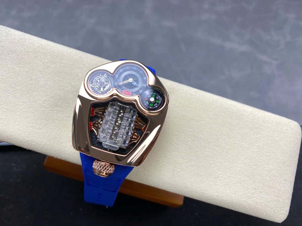 Đồng Hồ Jaboc & Co Bugatti Replica Cao Cấp Dây Cao Su Màu Xanh 52x44mm