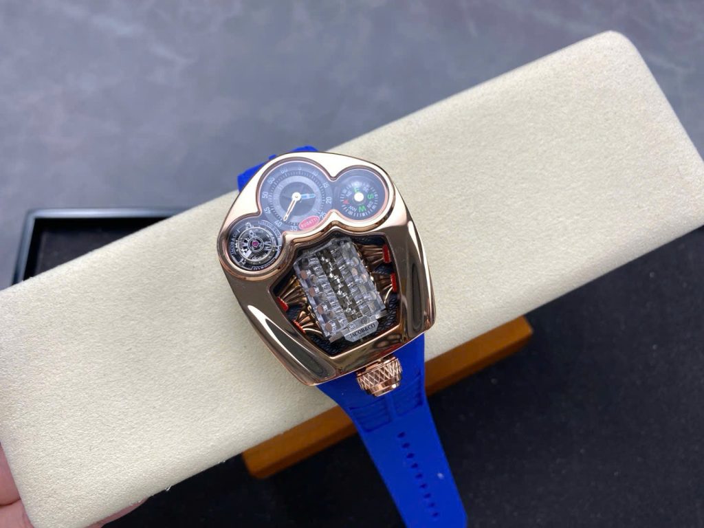 Đồng Hồ Jaboc & Co Bugatti Replica Cao Cấp Dây Cao Su Màu Xanh 52x44mm