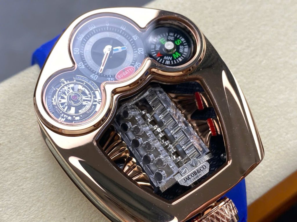 Đồng Hồ Jaboc & Co Bugatti Replica Cao Cấp Dây Cao Su Màu Xanh 52x44mm