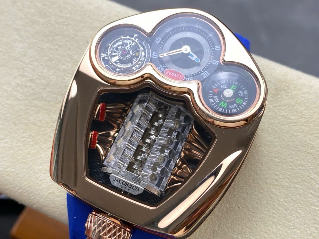 Đồng Hồ Jaboc & Co Bugatti Replica Cao Cấp Dây Cao Su Màu Xanh 52x44mm