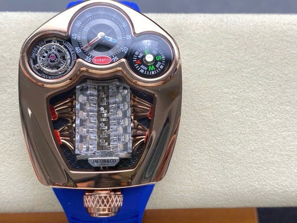 Đồng Hồ Jaboc & Co Bugatti Replica Cao Cấp Dây Cao Su Màu Xanh 52x44mm