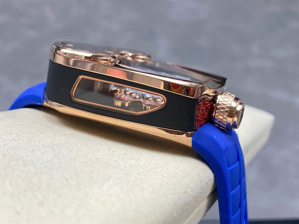 Đồng Hồ Jaboc & Co Bugatti Replica Cao Cấp Dây Cao Su Màu Xanh 52x44mm