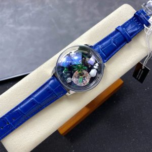 Đồng Hồ Jacob & Co Gấu Trúc Replica Cao Cấp Nhất Dây Da Màu Xanh 50mm (1)