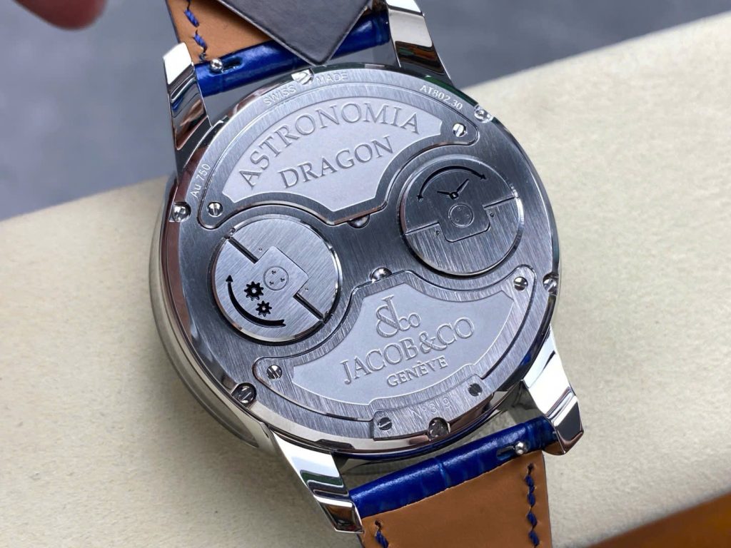 Đồng Hồ Jacob & Co Rồng Đen Replica Cao Cấp Nhất Dây Da Màu Xanh 45mm (1)