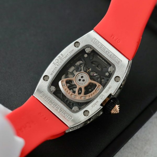 Đồng Hồ Nữ Richard Mille Màu Đỏ RM007 Chế Tác Đính Moissanite Hong Kong 36mm (2)