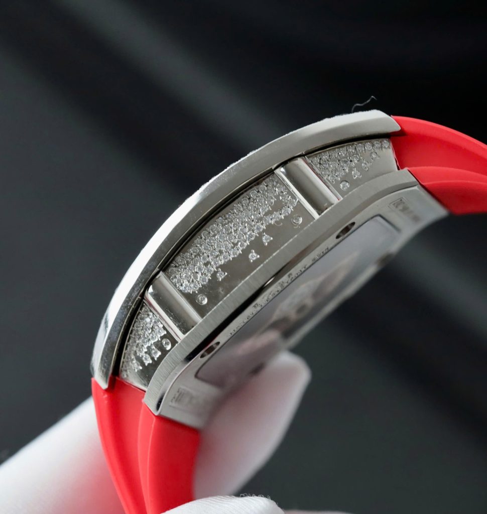 Đồng Hồ Nữ Richard Mille Màu Đỏ RM007 Chế Tác Đính Moissanite Hong Kong 36mm (2)