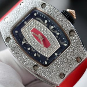 Đồng Hồ Nữ Richard Mille Màu Đỏ RM007 Chế Tác Đính Moissanite Hong Kong 36mm (2)