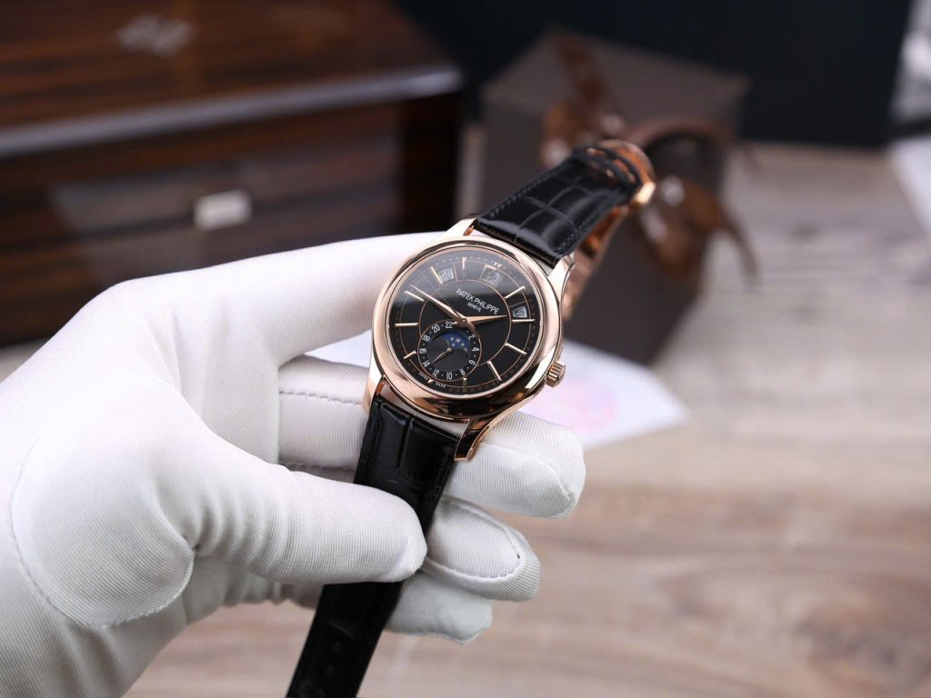 Đồng Hồ Patek Philippe Complications 5205R Mặt Đen Chế Tác Bọc Vàng Thật 40mm (1)