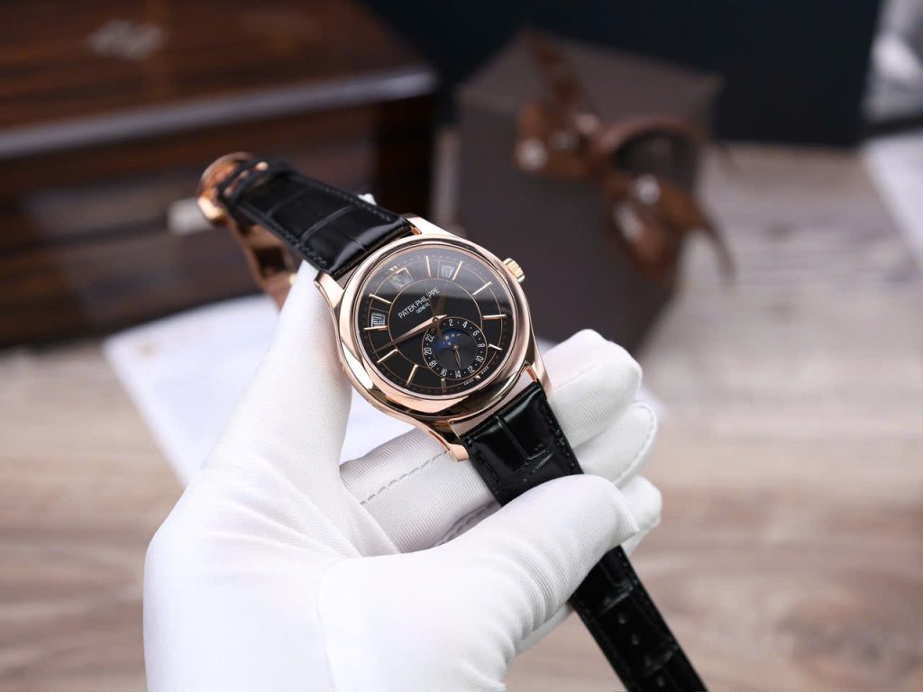 Đồng Hồ Patek Philippe Complications 5205R Mặt Đen Chế Tác Bọc Vàng Thật 40mm (1)