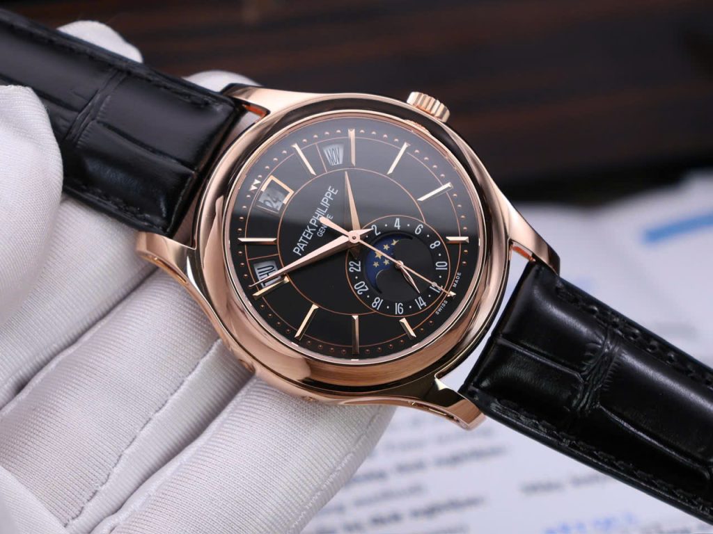 Đồng Hồ Patek Philippe Complications 5205R Mặt Đen Chế Tác Bọc Vàng Thật 40mm (1)