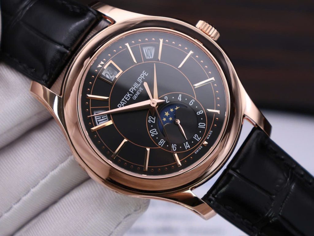 Đồng Hồ Patek Philippe Complications 5205R Mặt Đen Chế Tác Bọc Vàng Thật 40mm (1)
