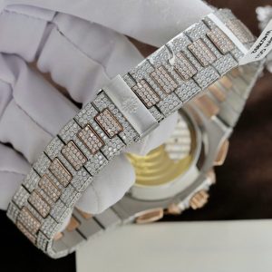Đồng Hồ Patek Philippe Nautilus 5980 Replica 11 Bọc Vàng Thật Đính Full Kim Cương Moissanite 40mm (2)