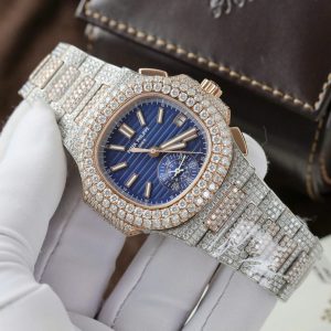 Đồng Hồ Patek Philippe Nautilus 5980 Replica 11 Bọc Vàng Thật Đính Full Kim Cương Moissanite 40mm (2)