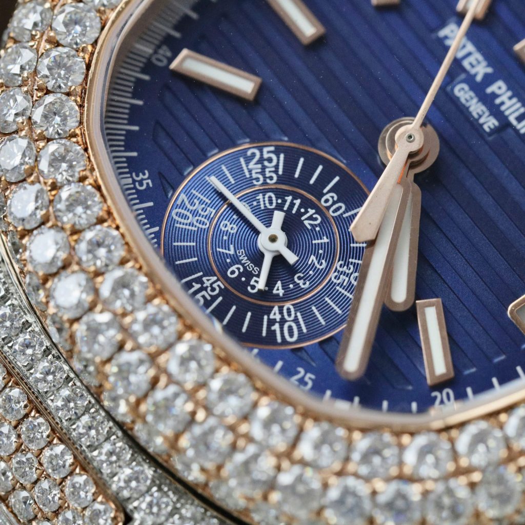 Đồng Hồ Patek Philippe Nautilus 5980 Replica 11 Bọc Vàng Thật Đính Full Kim Cương Moissanite 40mm (2)