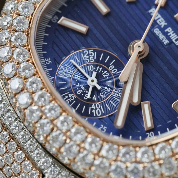 Đồng Hồ Patek Philippe Nautilus 5980 Replica 11 Bọc Vàng Thật Đính Full Kim Cương Moissanite 40mm (2)