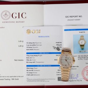 Đồng Hồ Patek Philippe Nữ Mặt Trắng Rep 11 Nautilus 7118 Bọc Vàng Thật Đính Moissante Xưởng 3K 35mm (2)