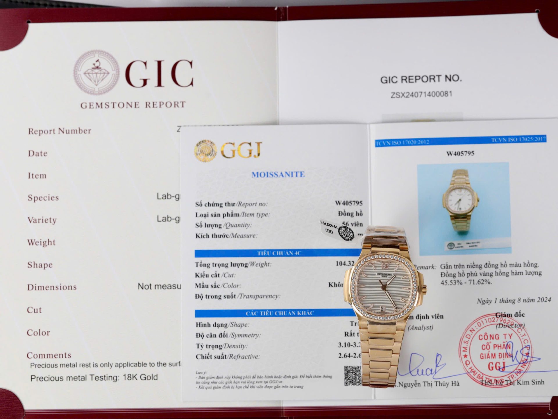 Đồng Hồ Patek Philippe Nữ Mặt Trắng Rep 11 Nautilus 7118 Bọc Vàng Thật Đính Moissante Xưởng 3K 35mm (2)