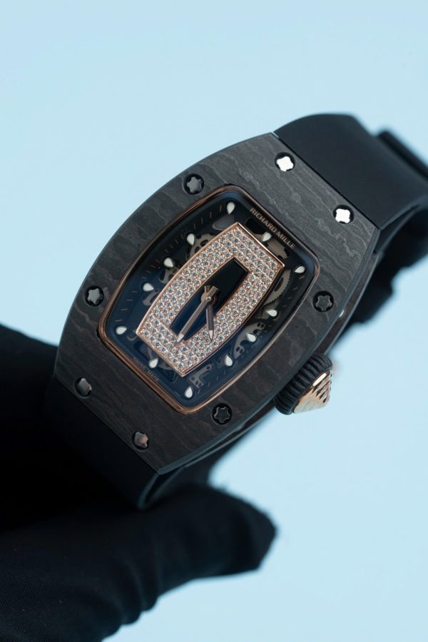Đồng Hồ Richard Mille RM07-01 Fake 11 Vỏ Carbon Dây Cao Su Đen 36mm (1)