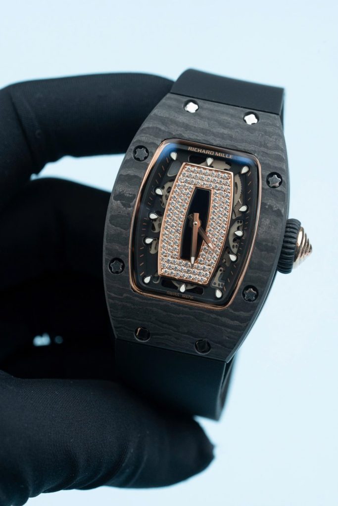Đồng Hồ Richard Mille RM07-01 Fake 11 Vỏ Carbon Dây Cao Su Đen 36mm (1)