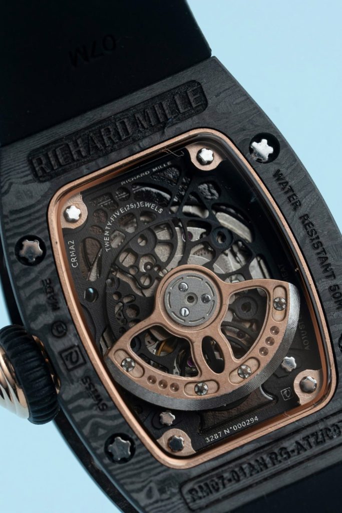 Đồng Hồ Richard Mille RM07-01 Fake 11 Vỏ Carbon Dây Cao Su Đen 36mm (1)