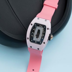 Đồng Hồ Richard Mille RM07-01 Fake 11 Vỏ Ceramic Dây Cao Su Màu Hồng 36mm (2)