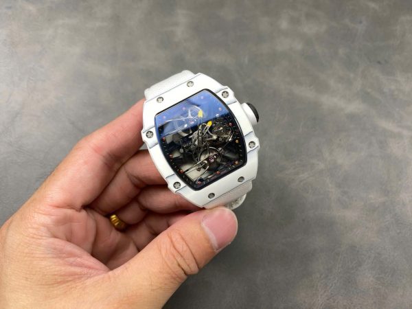 Đồng Hồ Richard Mille RM27-02 Rafael Nadal Tourbillon Chế Tác Carbon Trắng 40x48mm (3)