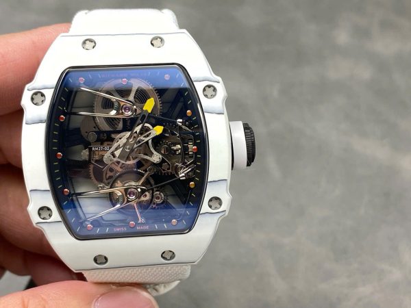 Đồng Hồ Richard Mille RM27-02 Rafael Nadal Tourbillon Chế Tác Carbon Trắng 40x48mm (3)