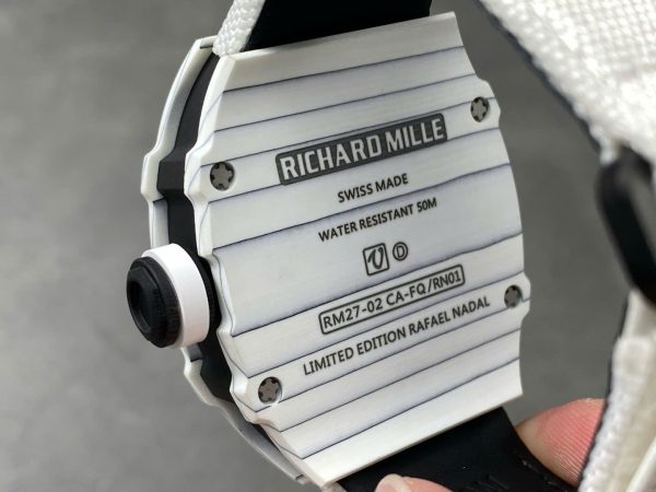 Đồng Hồ Richard Mille RM27-02 Rafael Nadal Tourbillon Chế Tác Carbon Trắng 40x48mm (3)
