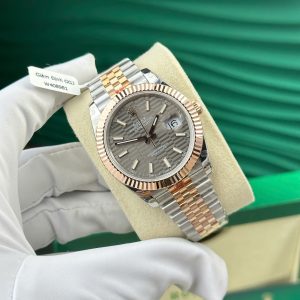 Đồng Hồ Rolex DateJust 126331 Bọc Vàng Thật Mặt Xám Gấp Nếp Nhà Máy GM V5 41mm (11)