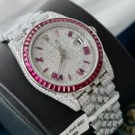 Đồng Hồ Rolex DateJust Chế Tác Hồng Ngọc + Kim Cương Moissanite Hong Kong 41mm (2)