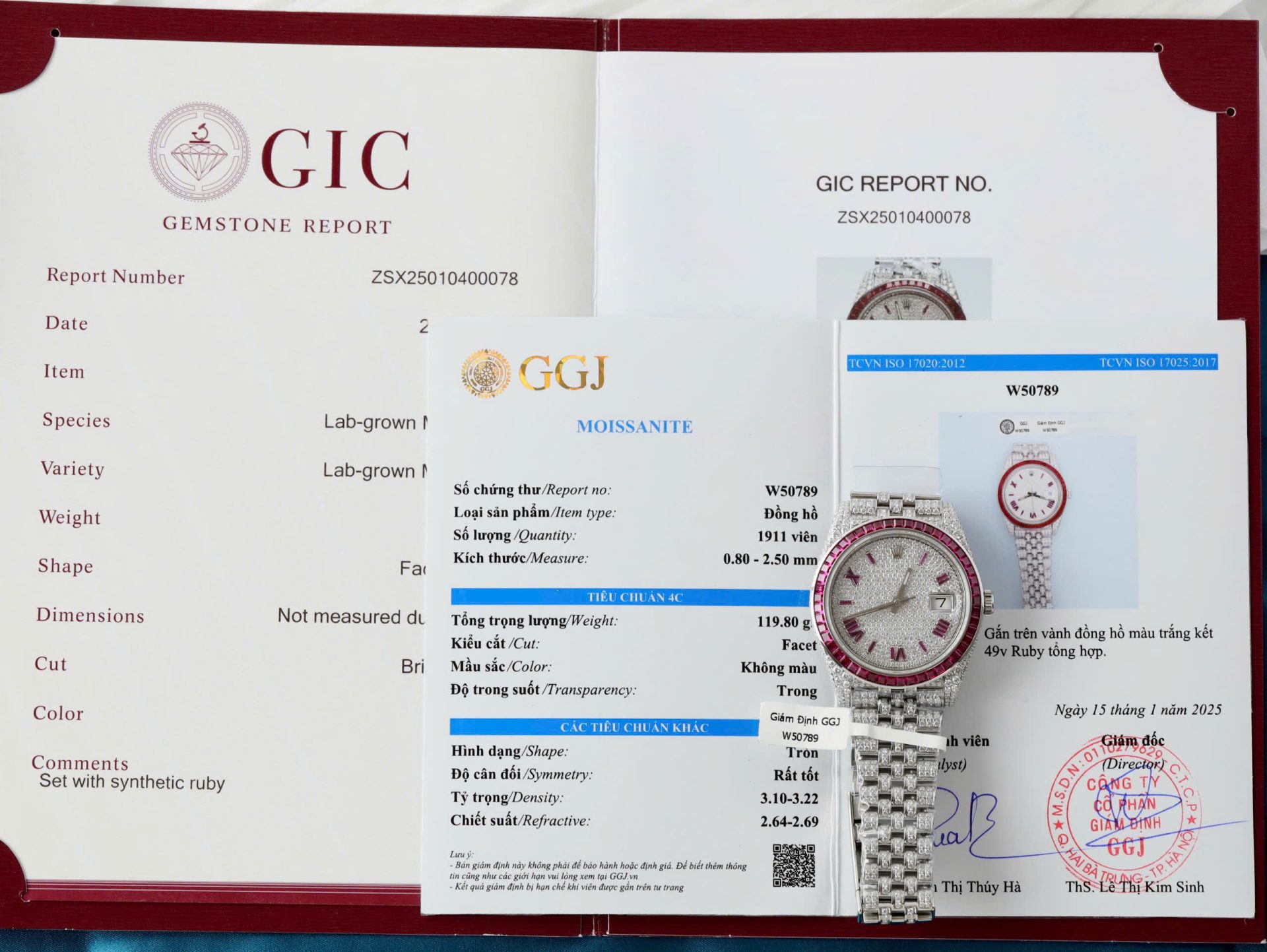 Đồng Hồ Rolex DateJust Chế Tác Hồng Ngọc + Kim Cương Moissanite Hong Kong 41mm (2)