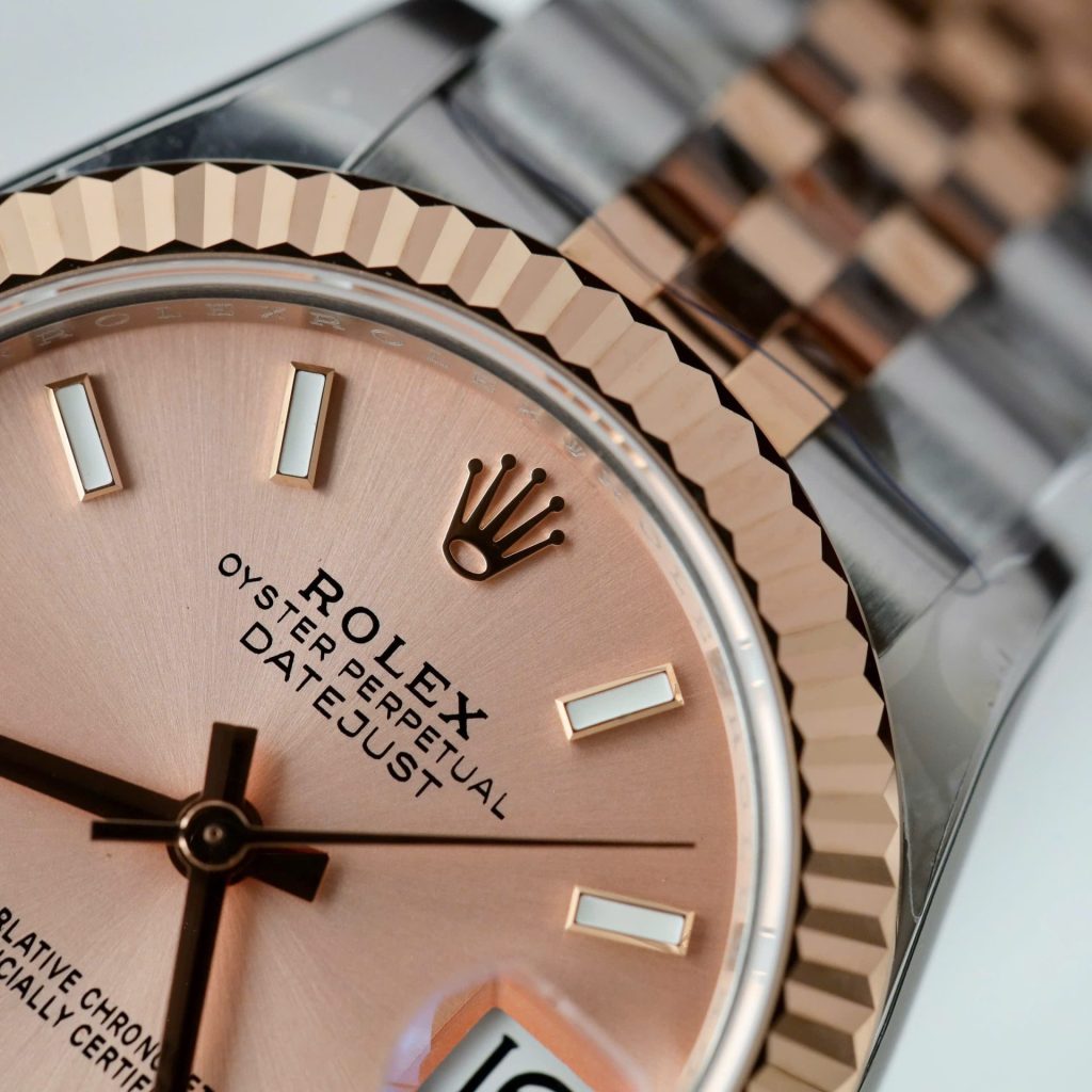 Đồng Hồ Rolex DateJust Chế Tác Mặt Hồng Cọc Số Dạ Quang Xưởng THB 31mm (2)