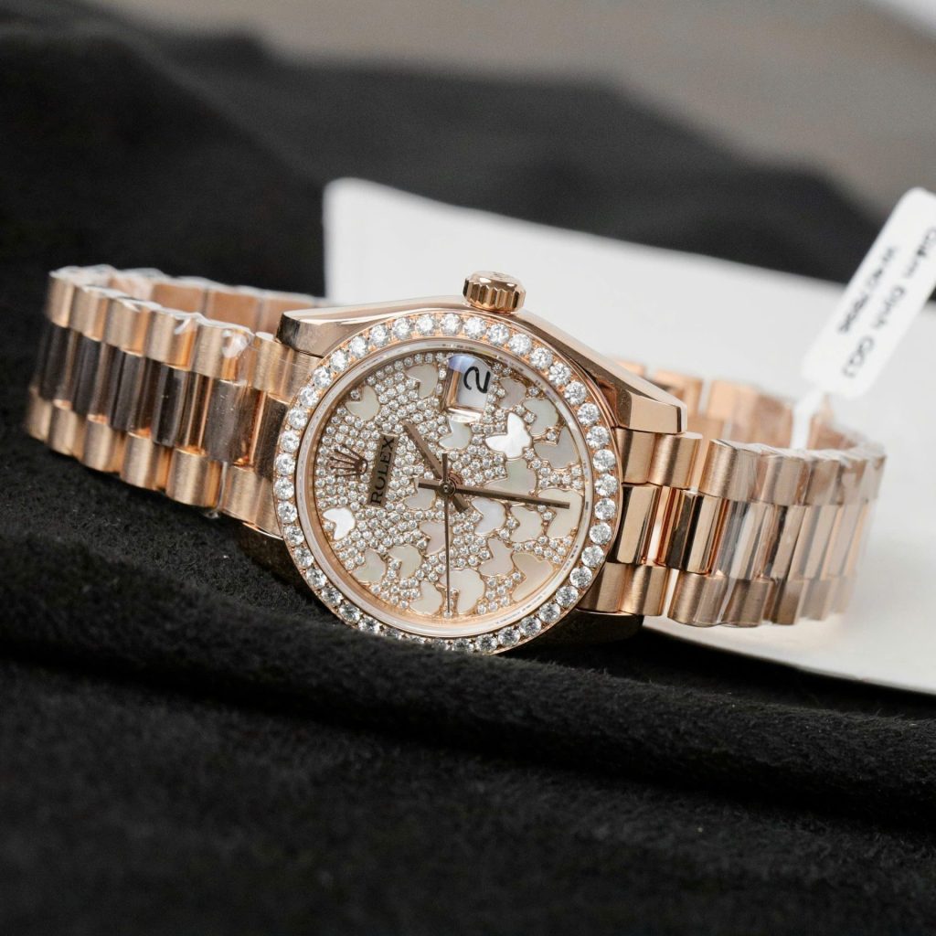 Đồng Hồ Rolex DateJust Mặt Số Butterfly Chế Tác Bọc Vàng Hồng + Độ Kim Cương Tổng Hợp 31mm (2)