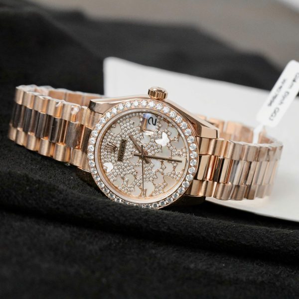 Đồng Hồ Rolex DateJust Mặt Số Butterfly Chế Tác Bọc Vàng Hồng + Độ Kim Cương Tổng Hợp 31mm (2)