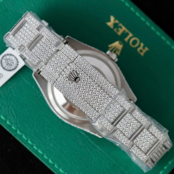 Đồng Hồ Rolex DateJust Replica 11 Đính Full Kim Cương Nhân Tạo Hong Kong 41mm (2)