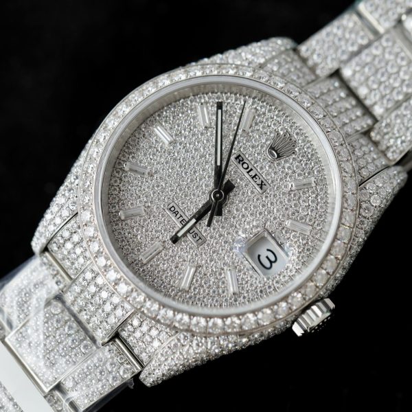 Đồng Hồ Rolex DateJust Replica 11 Đính Full Kim Cương Nhân Tạo Hong Kong 41mm (2)