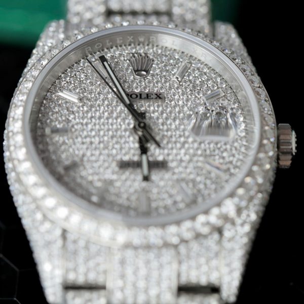 Đồng Hồ Rolex DateJust Replica 11 Đính Full Kim Cương Nhân Tạo Hong Kong 41mm (2)
