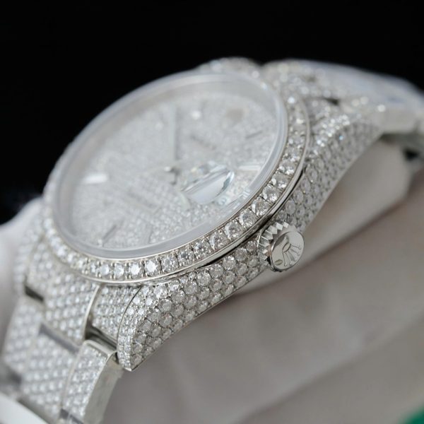 Đồng Hồ Rolex DateJust Replica 11 Đính Full Kim Cương Nhân Tạo Hong Kong 41mm (2)