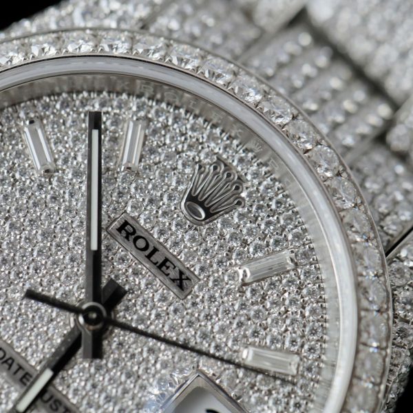 Đồng Hồ Rolex DateJust Replica 11 Đính Full Kim Cương Nhân Tạo Hong Kong 41mm (2)
