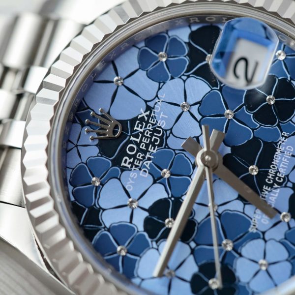 Đồng Hồ Rolex DateJust Replica 11 Nữ Mặt Hoa Màu Xanh Blue Xưởng THB 31mm (2)