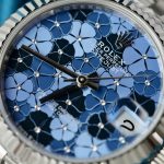 Đồng Hồ Rolex DateJust Replica 11 Nữ Mặt Hoa Màu Xanh Blue Xưởng THB 31mm (2)