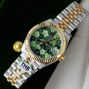 Đồng Hồ Rolex DateJust Replica 11 Nữ Mặt Hoa Màu Xanh Lá Cây Xưởng THB 31mm (2)