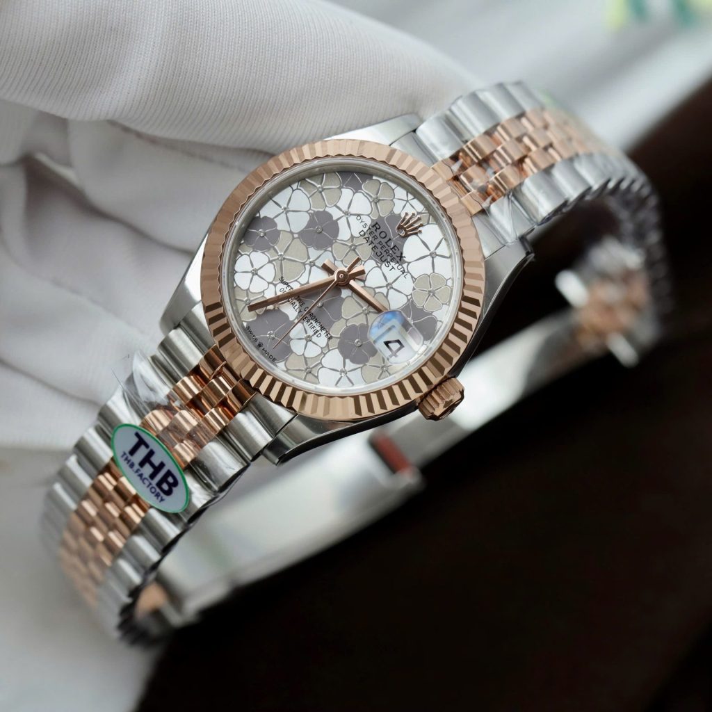 Đồng Hồ Rolex DateJust Replica 11 Nữ Mặt Số Bông Hoa Xưởng THB 31mm (2)