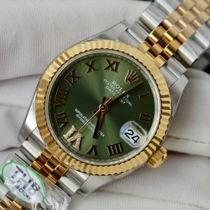 Đồng Hồ Rolex DateJust Replica Cao Cấp Mặt Xanh Lá Cây Dây Jubilee Xưởng THB 31mm (2)