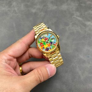 Đồng Hồ Rolex Day-Date 128238 Chế Tác Mặt Số Puzzle Emoji Jigsaw Motif 36mm (8)