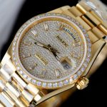 Đồng Hồ Rolex Day-Date Bọc Vàng 18K Độ Kim Cương Moissanite Chế Tác Xưởng GM 36mm (2)