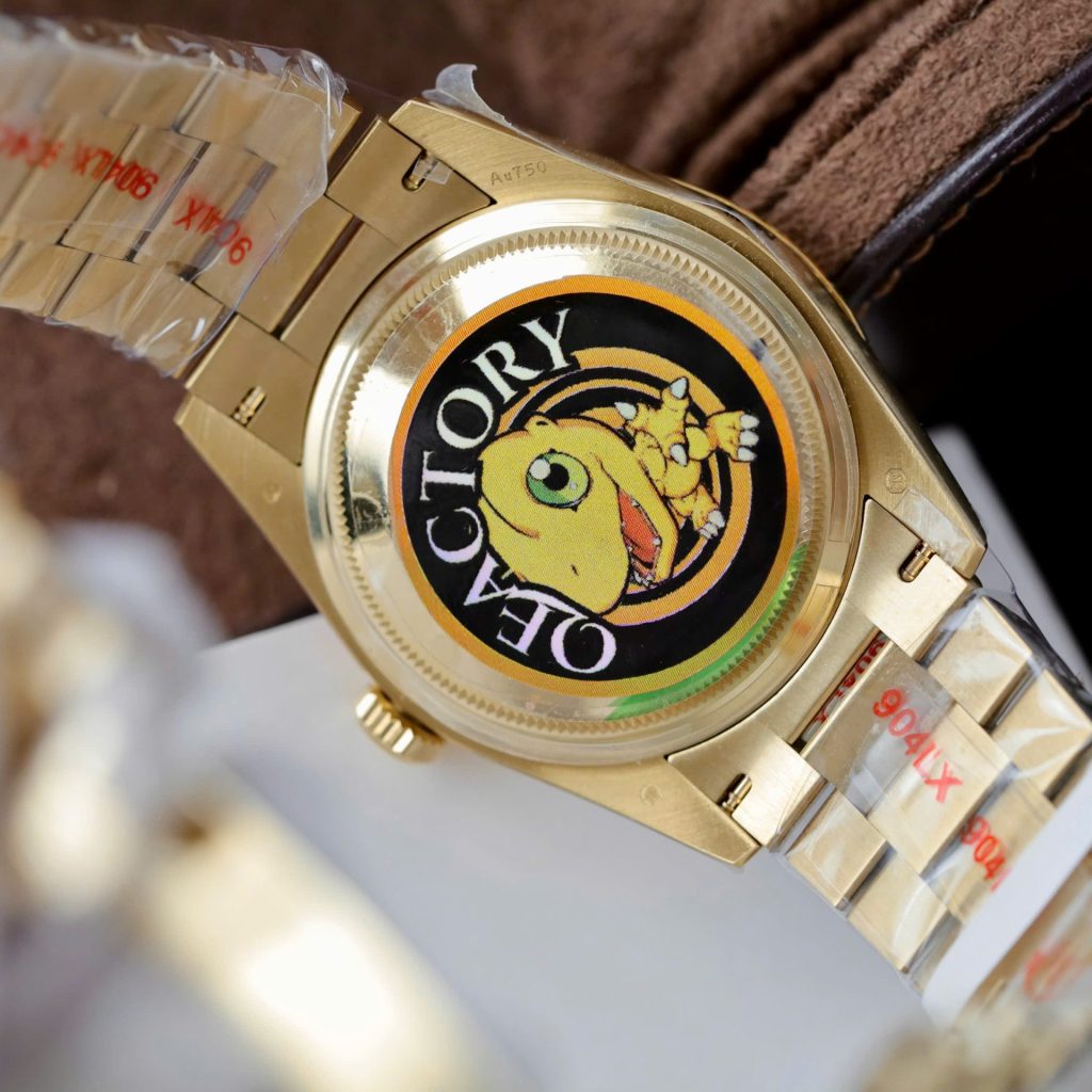 Đồng Hồ Rolex Day-Date Chế Tác Bọc Vàng 18K Đính Moissanite Trọng Lượng 159Gram QF 36mm (2)